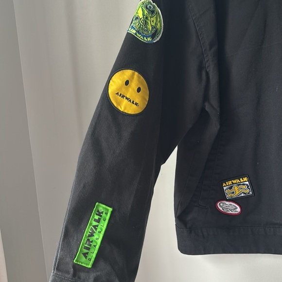 AIRWALK FullZip Forever 21 Collaboration Black Patches Checkered Collar Men's L - Picture 2 of 7